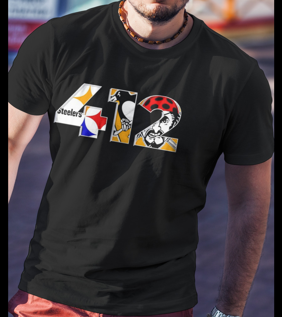 Pittsburgh Steelers Pirates Penguins 412 Iconic Area Code Sports Teams T-Shirt
