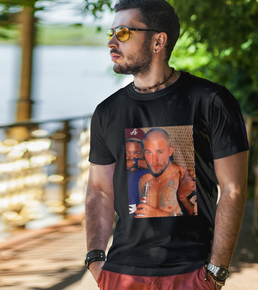 Justin Bieber Holding Beer Photo T-Shirt