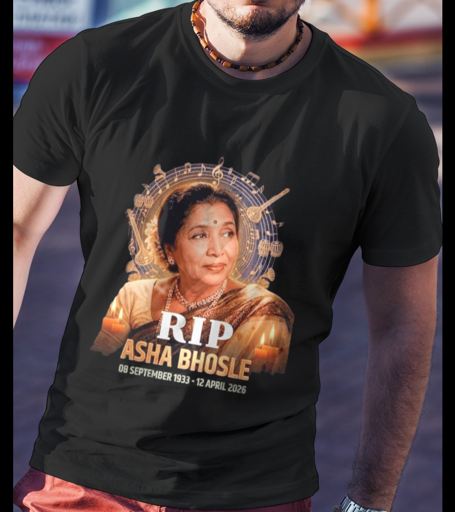 RIP Asha Bhosle Musical Tribute Candles 08 September 1933 12 April 2026 T-Shirt