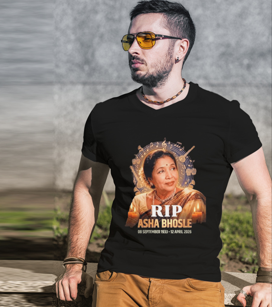 RIP Asha Bhosle Musical Tribute Candles 08 September 1933 12 April 2026 T-Shirt