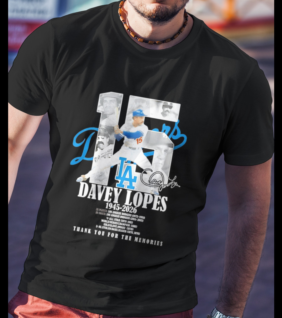 Davey Lopes Los Angeles Dodgers 15 1945 2026 Thank You White Blue T-Shirt