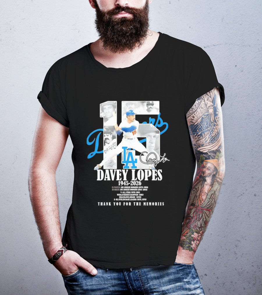 Davey Lopes Los Angeles Dodgers 15 1945 2026 Thank You White Blue T-Shirt