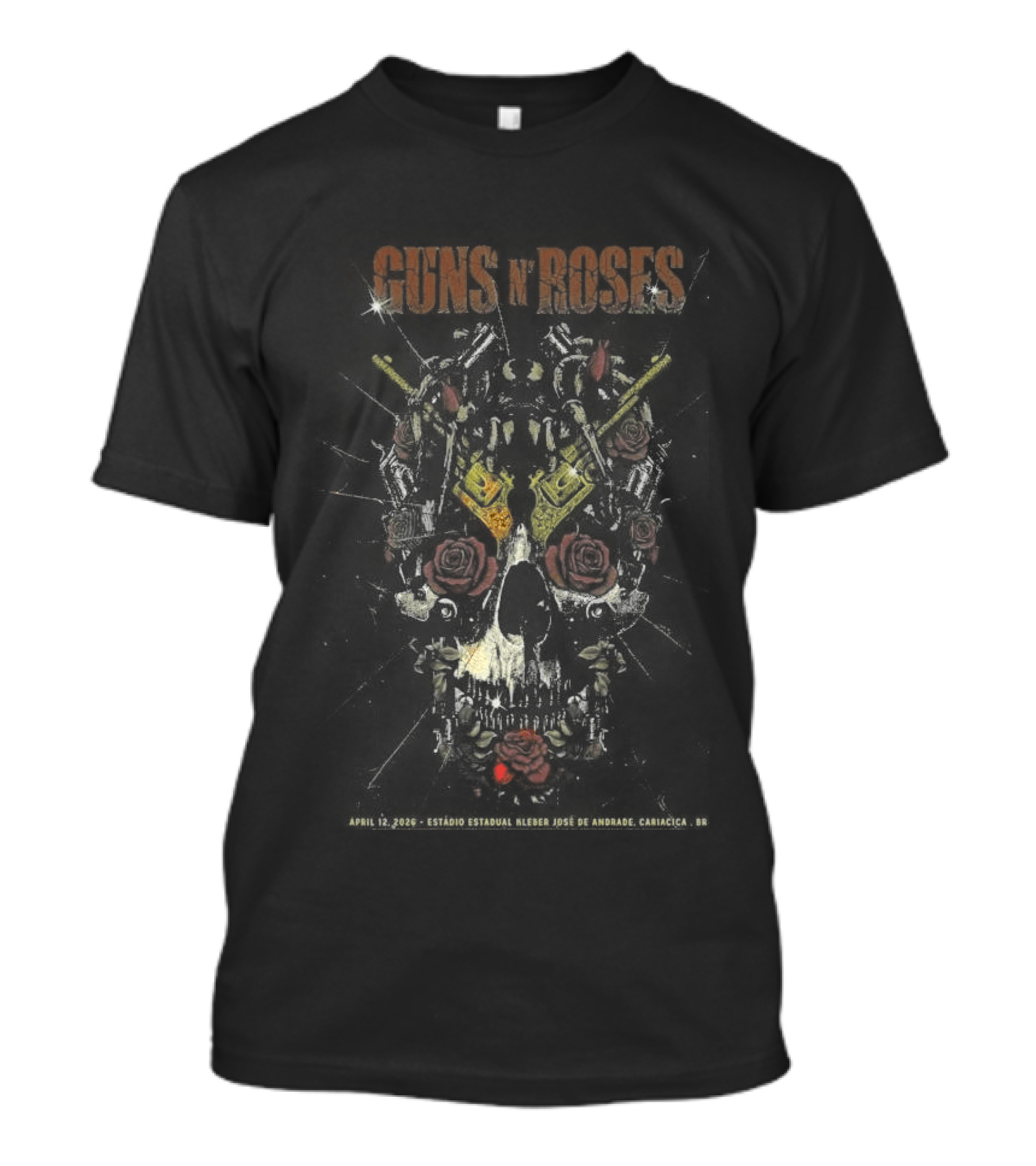 LIMITED Apr 12 2026 Guns N' Roses Cariacica BR Roses Skull Art Print T-Shirt