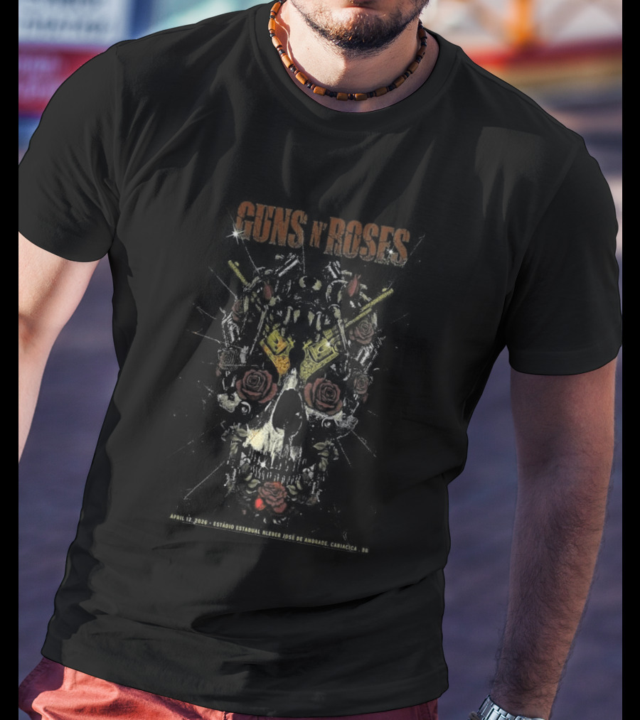 LIMITED Apr 12 2026 Guns N' Roses Cariacica BR Roses Skull Art Print T-Shirt