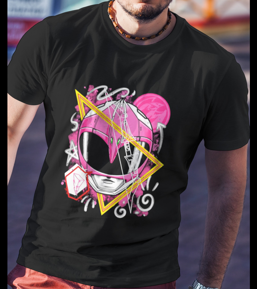 Mighty Morphin Power Rangers Pink Ranger Helmet Iconography T-Shirt