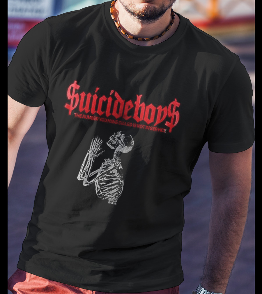 SuicideBoyS Grey Day Tour Skeleton The Number You Have Dialed Is Not In Service I Want To Die In New Orleans T-Shirt