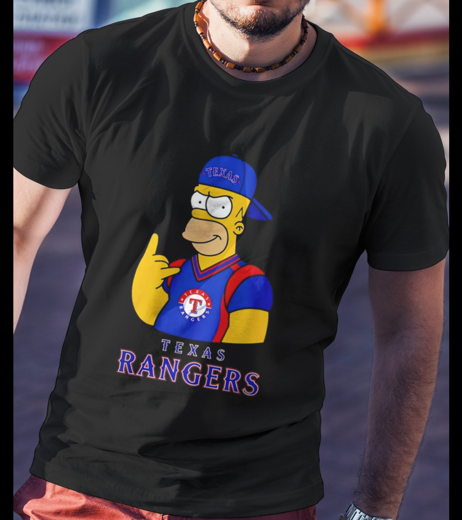 The Simpsons Texas Rangers Rock Hand Homer T-Shirt