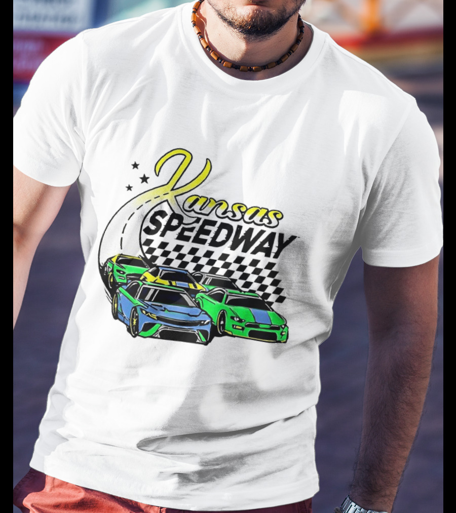 Kansas Speedway Racing Fast Cars And Checkered Flags T-Shirt