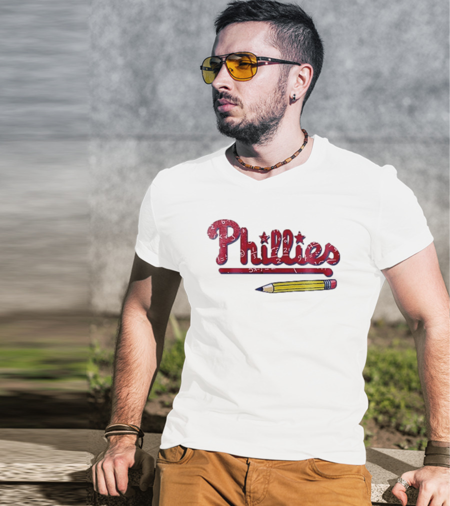 Philadelphia Phillies Teacher Appreciation Pencil And Numbers T-Shirt
