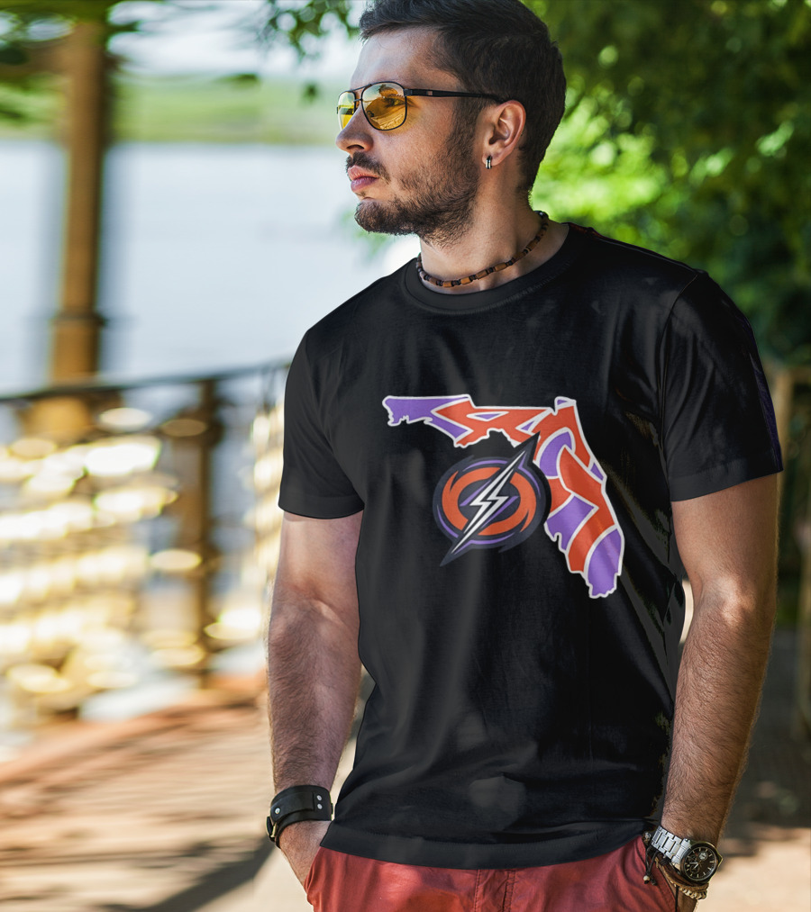 2026 UFL Orlando Storm 407 Map Lightning T-Shirt