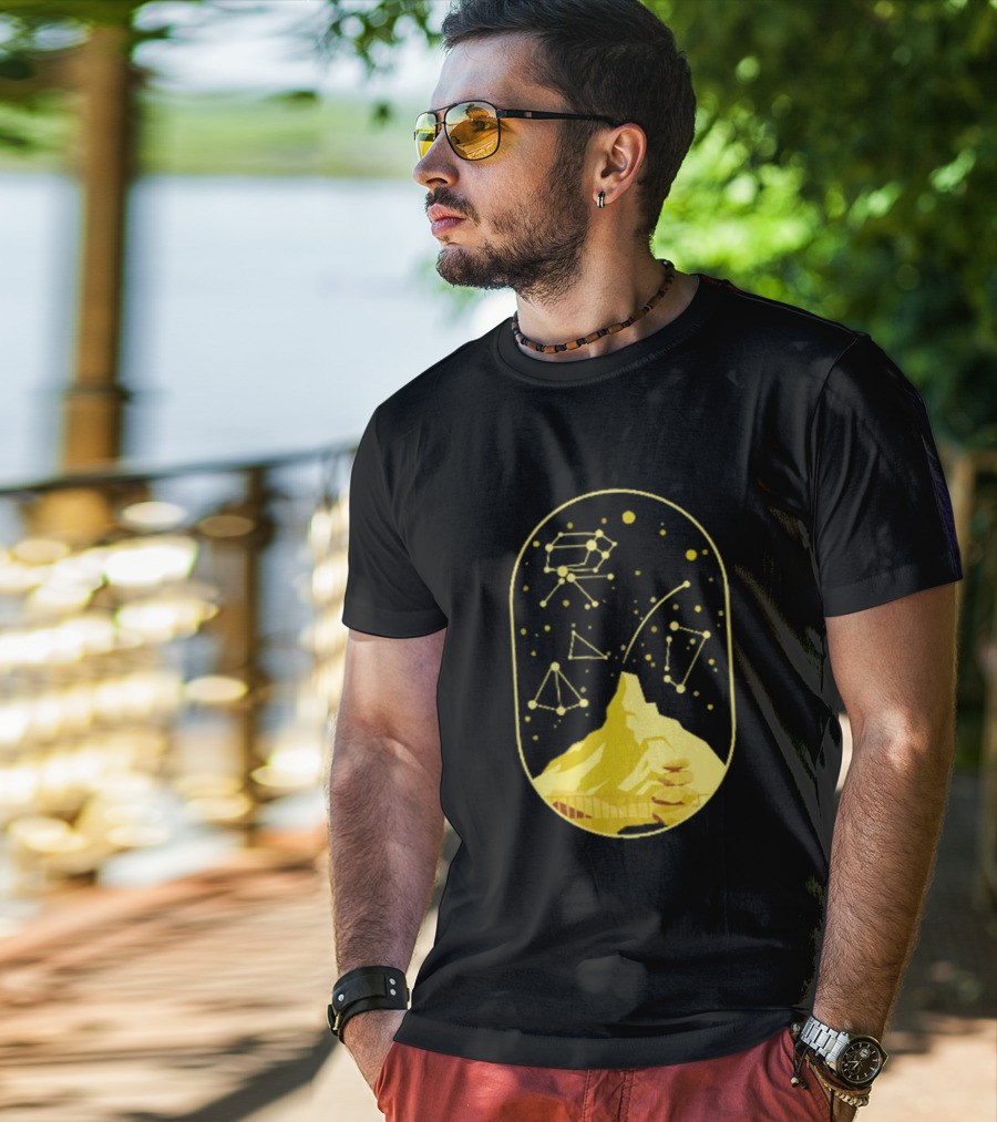 Cairn Minimalist Mountain Constellation Starry Sky T-Shirt
