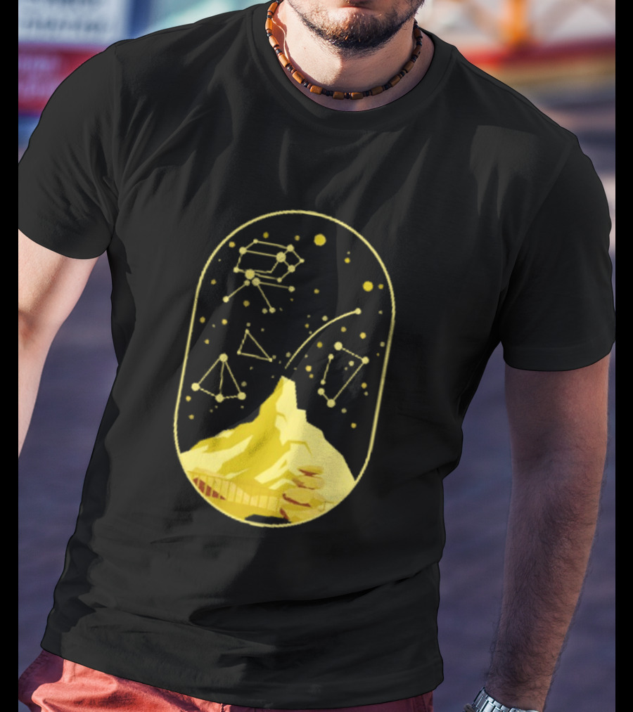 Cairn Minimalist Mountain Constellation Starry Sky T-Shirt