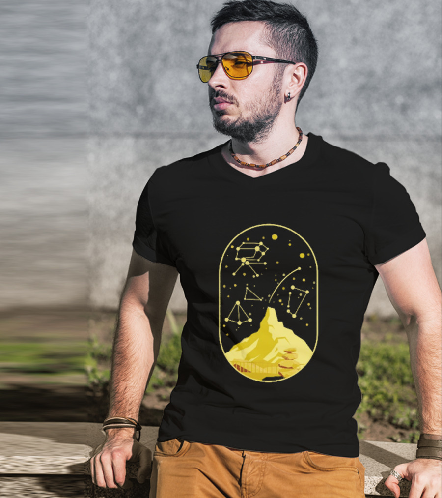 Cairn Minimalist Mountain Constellation Starry Sky T-Shirt