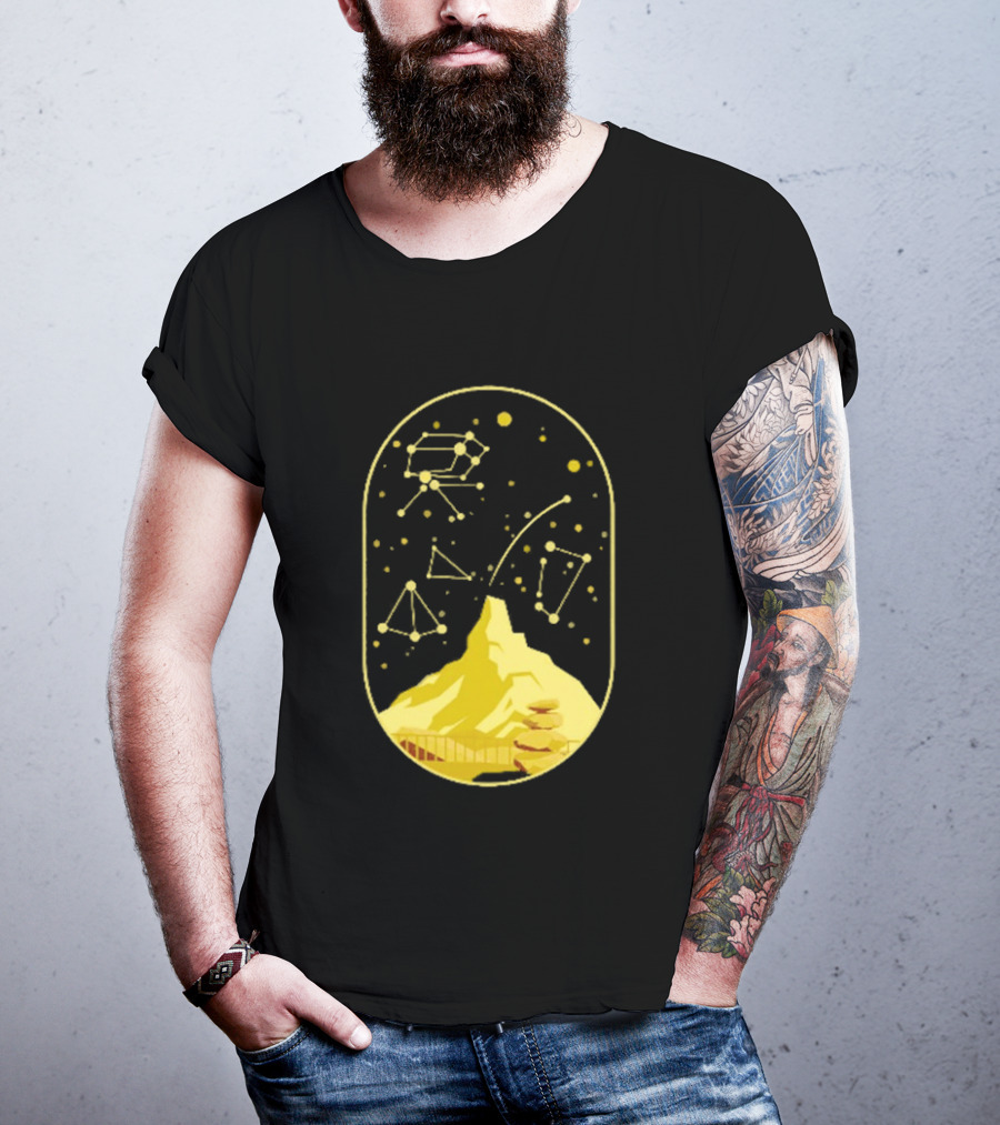 Cairn Minimalist Mountain Constellation Starry Sky T-Shirt