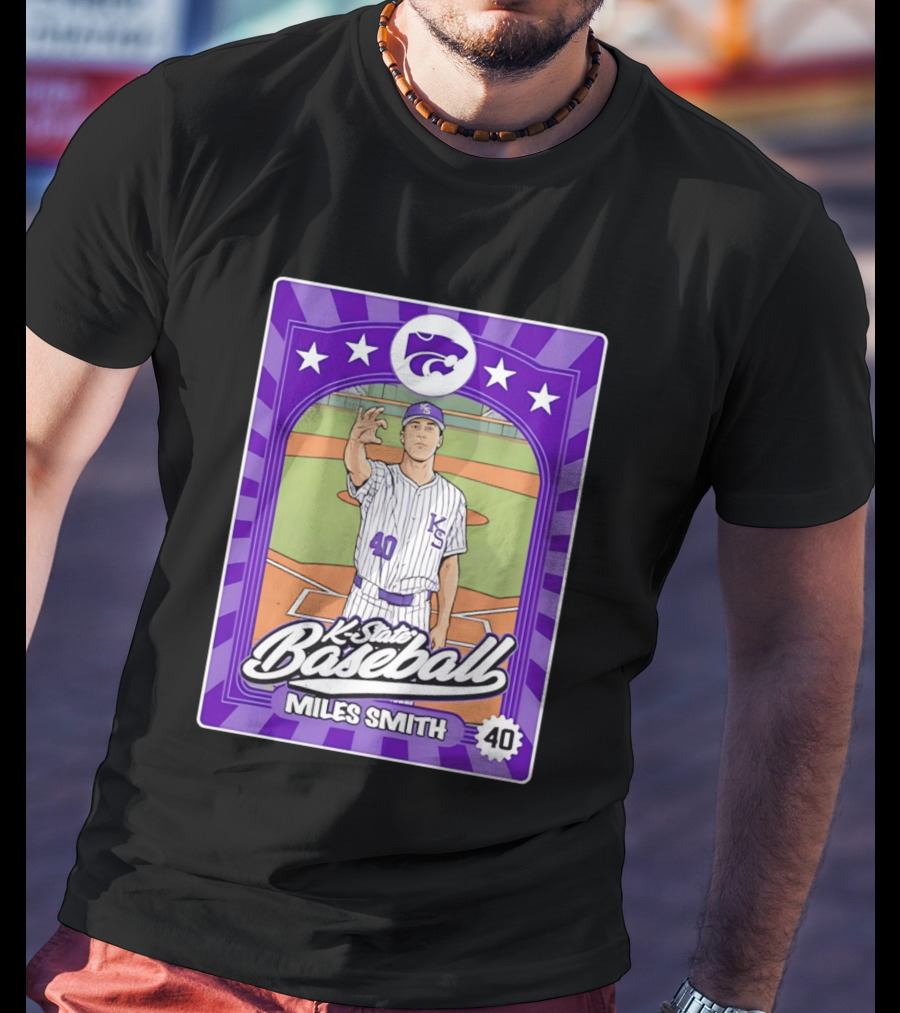Miles Smith 40 K State Baseball Wildcats Kansas State T-Shirt