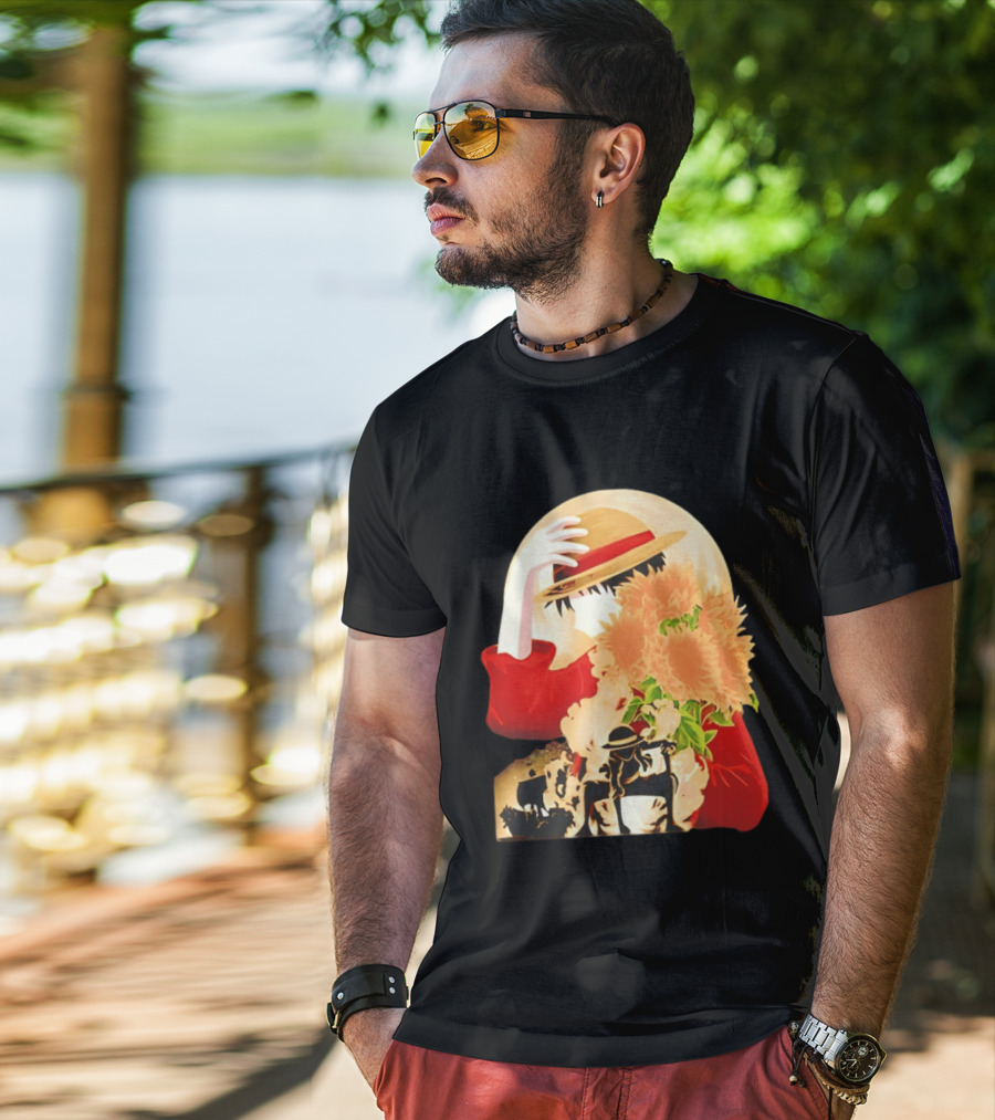 Monkey D. Luffy Red Outfit Straw Hat Sunflower Pirate Adventure T-Shirt
