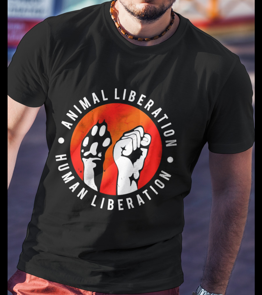 Animal Liberation Human Liberation Paw And Hand Raise T-Shirt