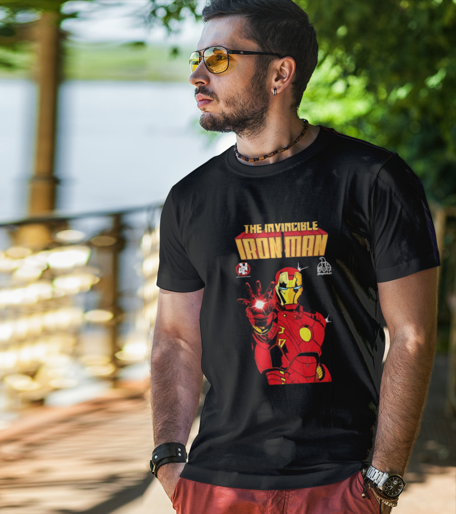 The Invincible Iron Man Superhero Iconic Armor Power Pose T-Shirt