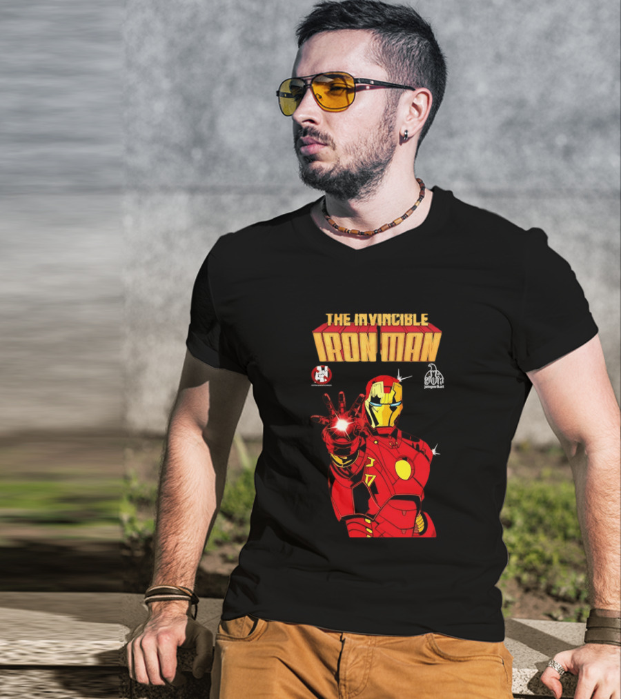 The Invincible Iron Man Superhero Iconic Armor Power Pose T-Shirt