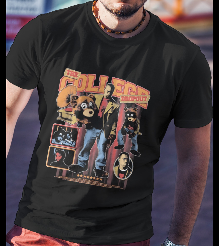 The College Dropout Kanye Bear Trompe L'oeil Retro Style Album T-Shirt