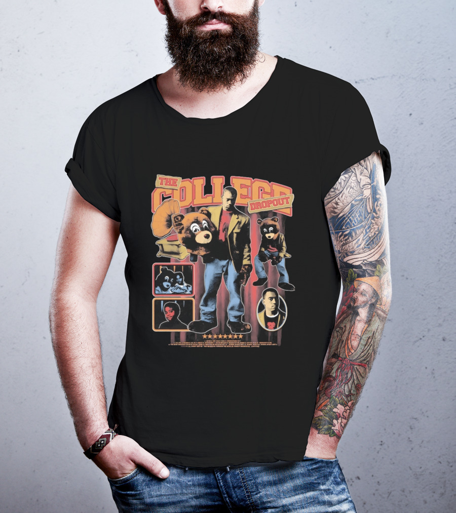 The College Dropout Kanye Bear Trompe L'oeil Retro Style Album T-Shirt