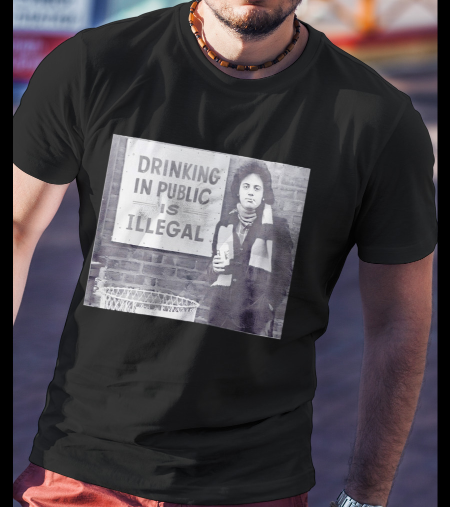 Rare Billy Joel Drinking In Public Is Illegal Vintage Photo T-Shirt