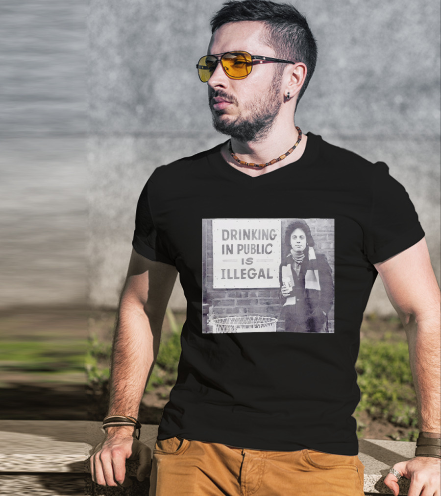 Rare Billy Joel Drinking In Public Is Illegal Vintage Photo T-Shirt