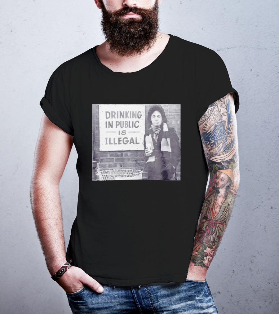Rare Billy Joel Drinking In Public Is Illegal Vintage Photo T-Shirt