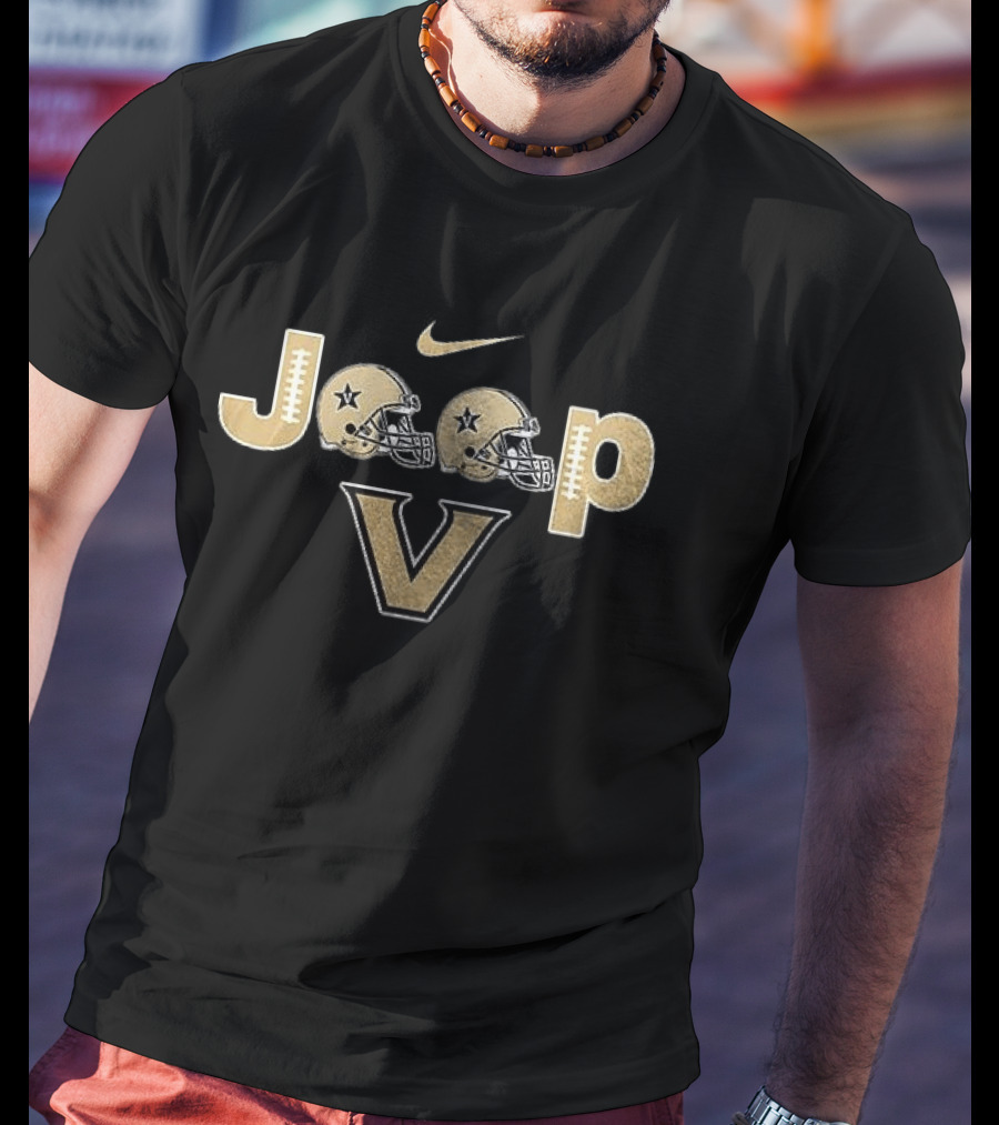 Vanderbilt Commodores Jeep Fans Nike Football Helmets With V T-Shirt