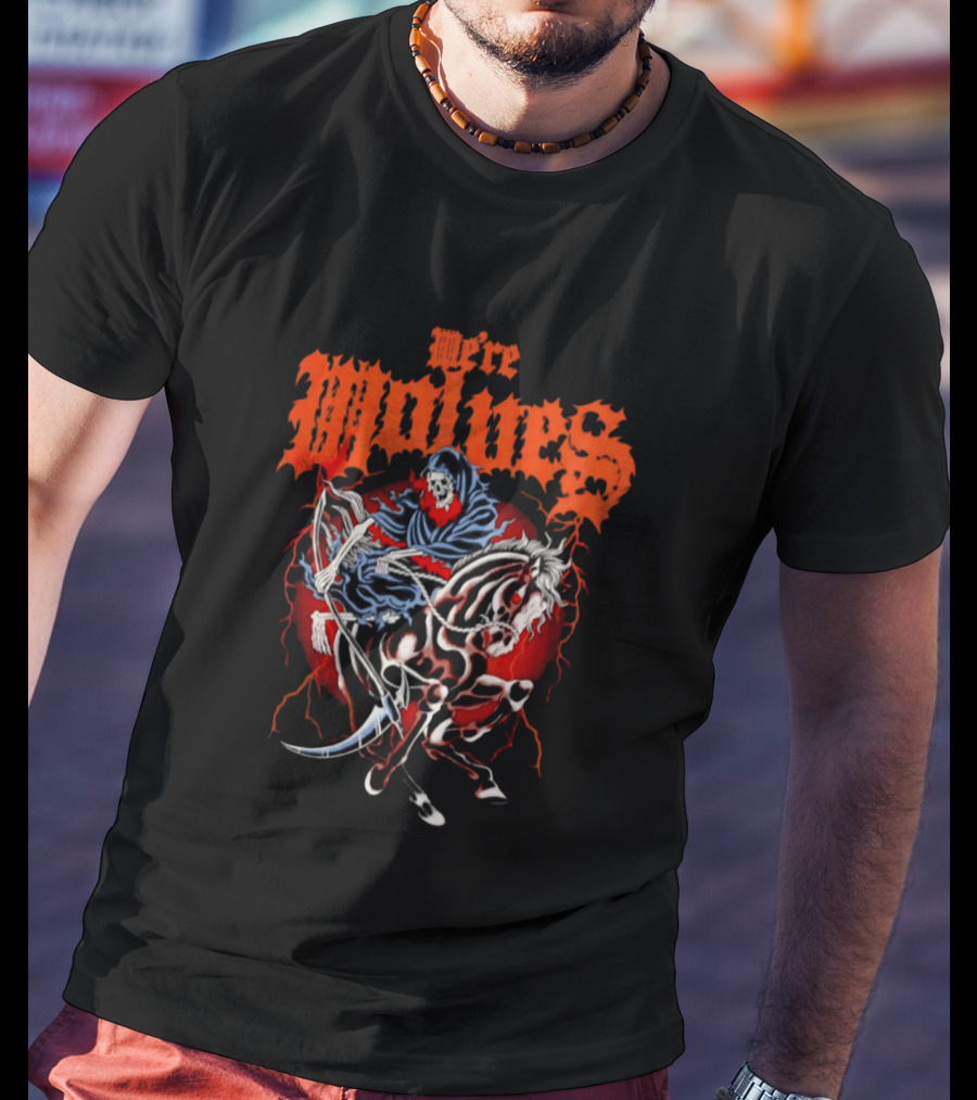 We're Wolves Pale Horse Black Riding Knight Fiery Gothic T-Shirt