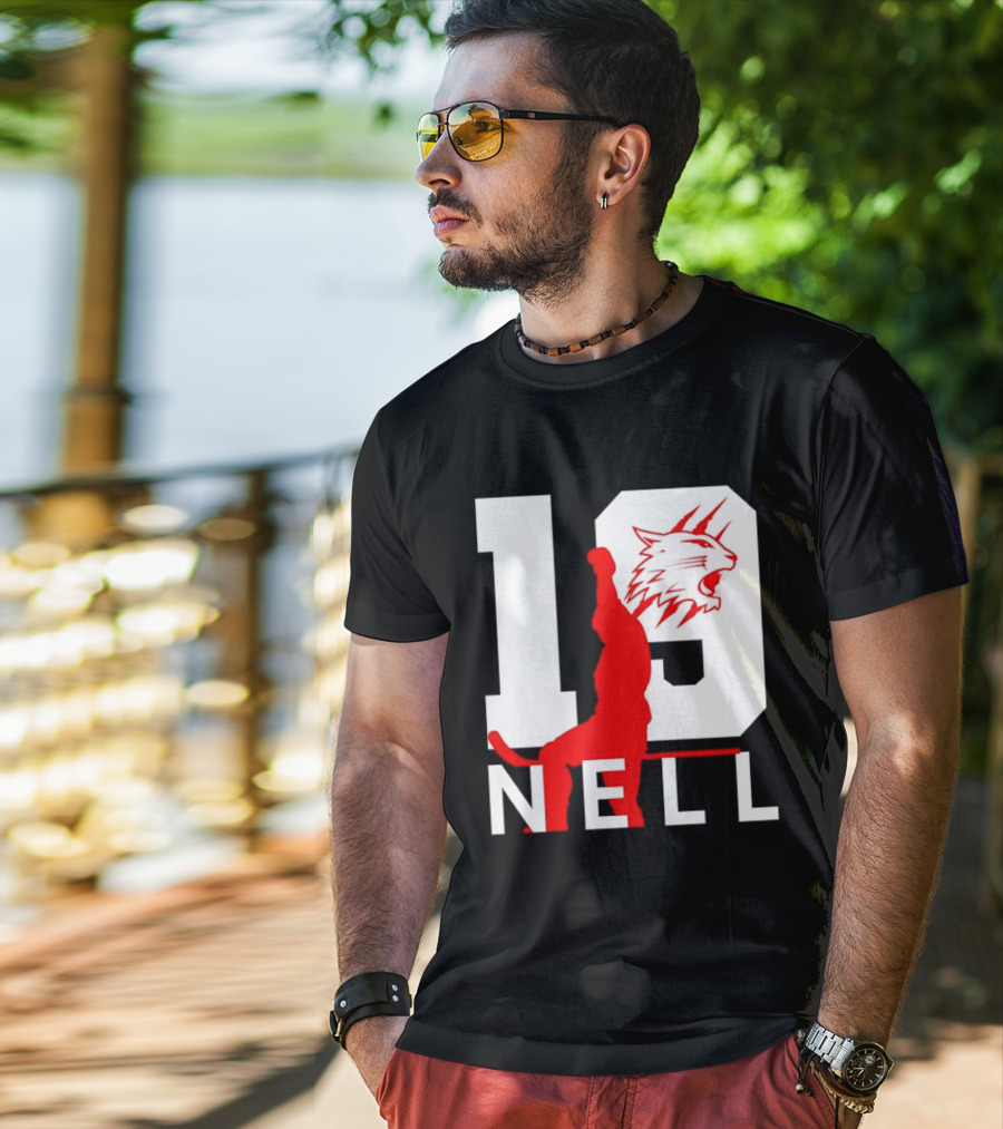 NELL 19 Wildcat Silhouette With Red Figure T-Shirt