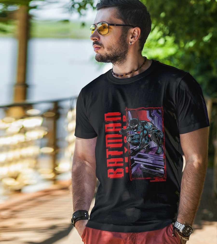 Batman Beyond Combat Readiness Stance Dynamic Gotham City Scene T-Shirt