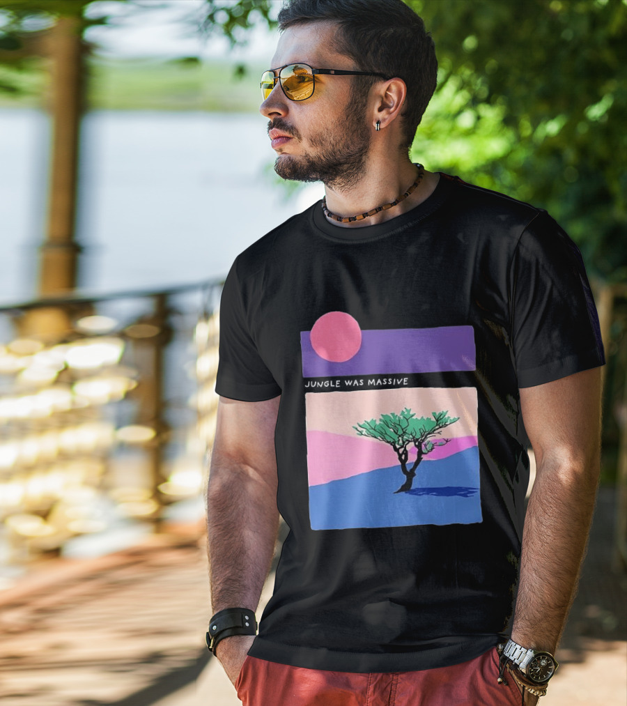 Jungle Was Massive Tree Vintage Sunset Aesthetic Nature Scene T-Shirt