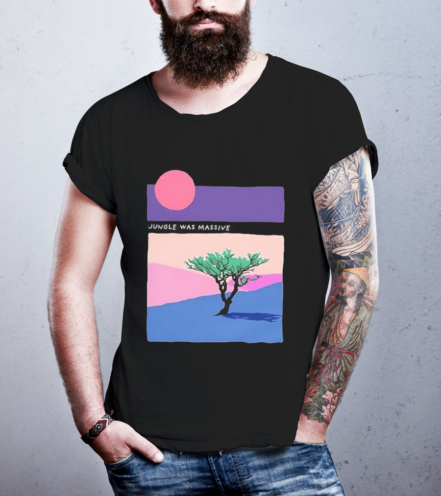 Jungle Was Massive Tree Vintage Sunset Aesthetic Nature Scene T-Shirt