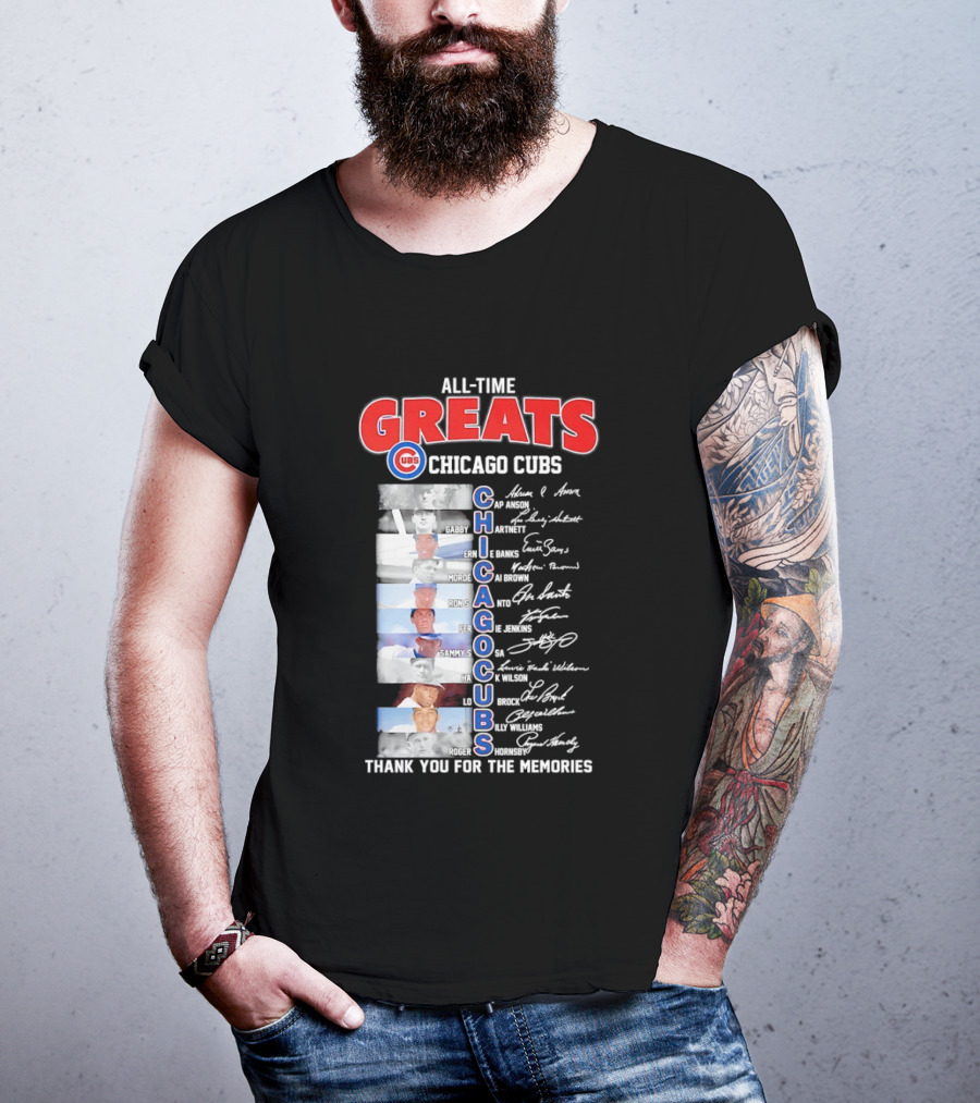 Chicago Cubs All Time Greats Legends And Signatures Thank You For The Memories T-Shirt