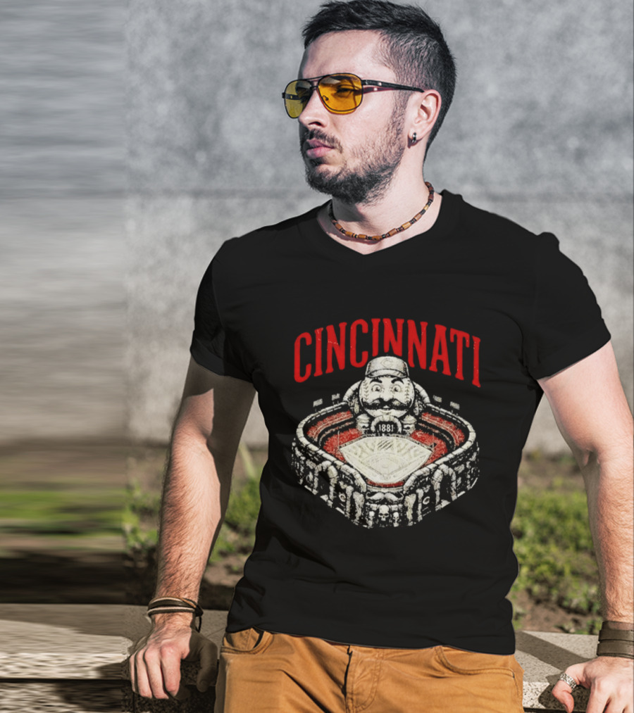 Cincinnati Reds Stadium 1881 Mascot Mashup T-Shirt