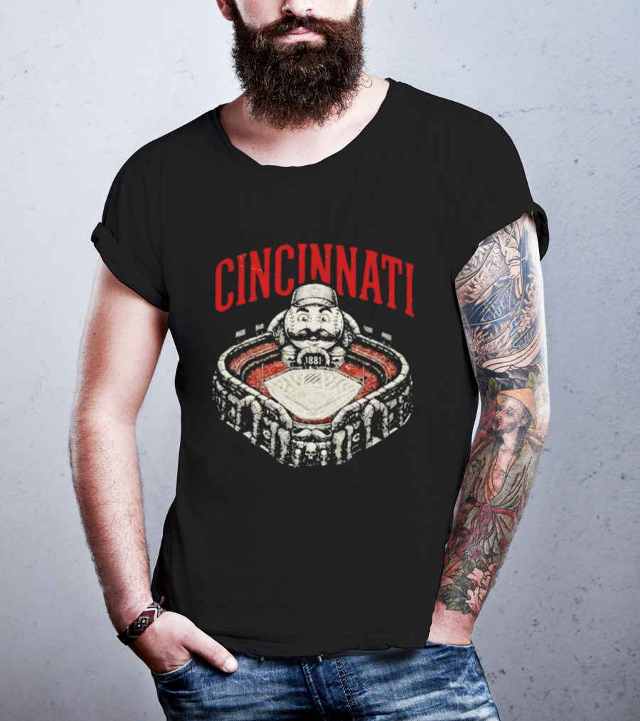 Cincinnati Reds Stadium 1881 Mascot Mashup T-Shirt