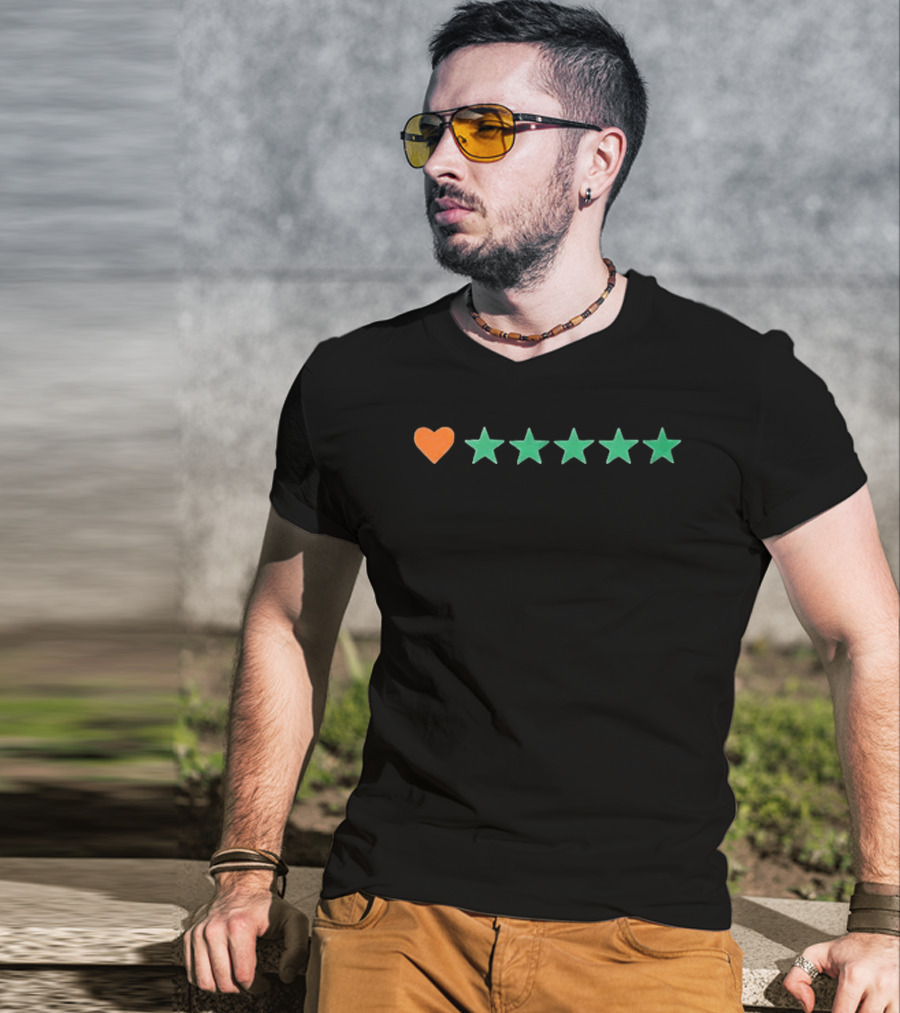 Letterboxd Heart Five Stars Rating System T-Shirt