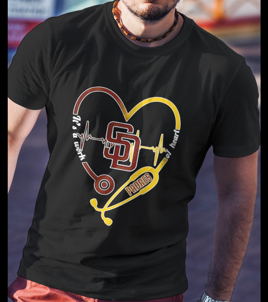 San Diego Padres Heart Soul Stethoscope Work Of Heartbeat T-Shirt