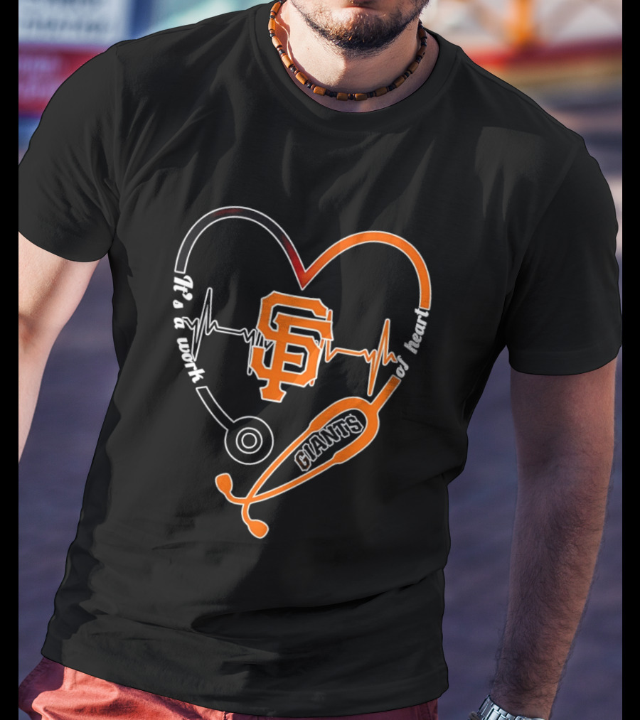 San Francisco Giants Heart Stethoscope Work Of Heart Beat Shape T-Shirt