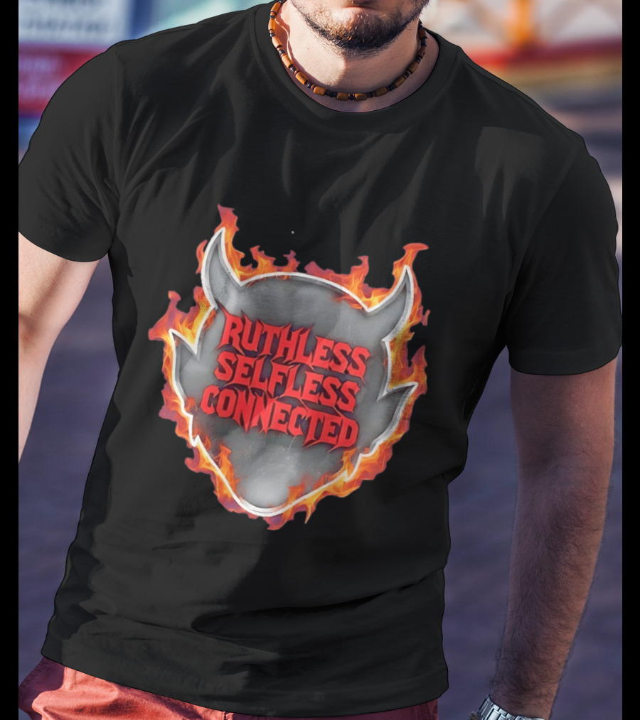 Ruthless Selfless Connected Demon Head Flames T-Shirt