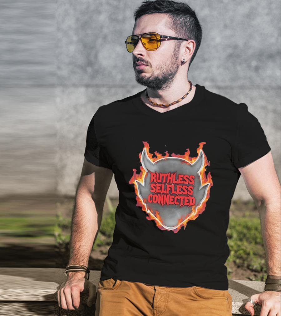 Ruthless Selfless Connected Demon Head Flames T-Shirt