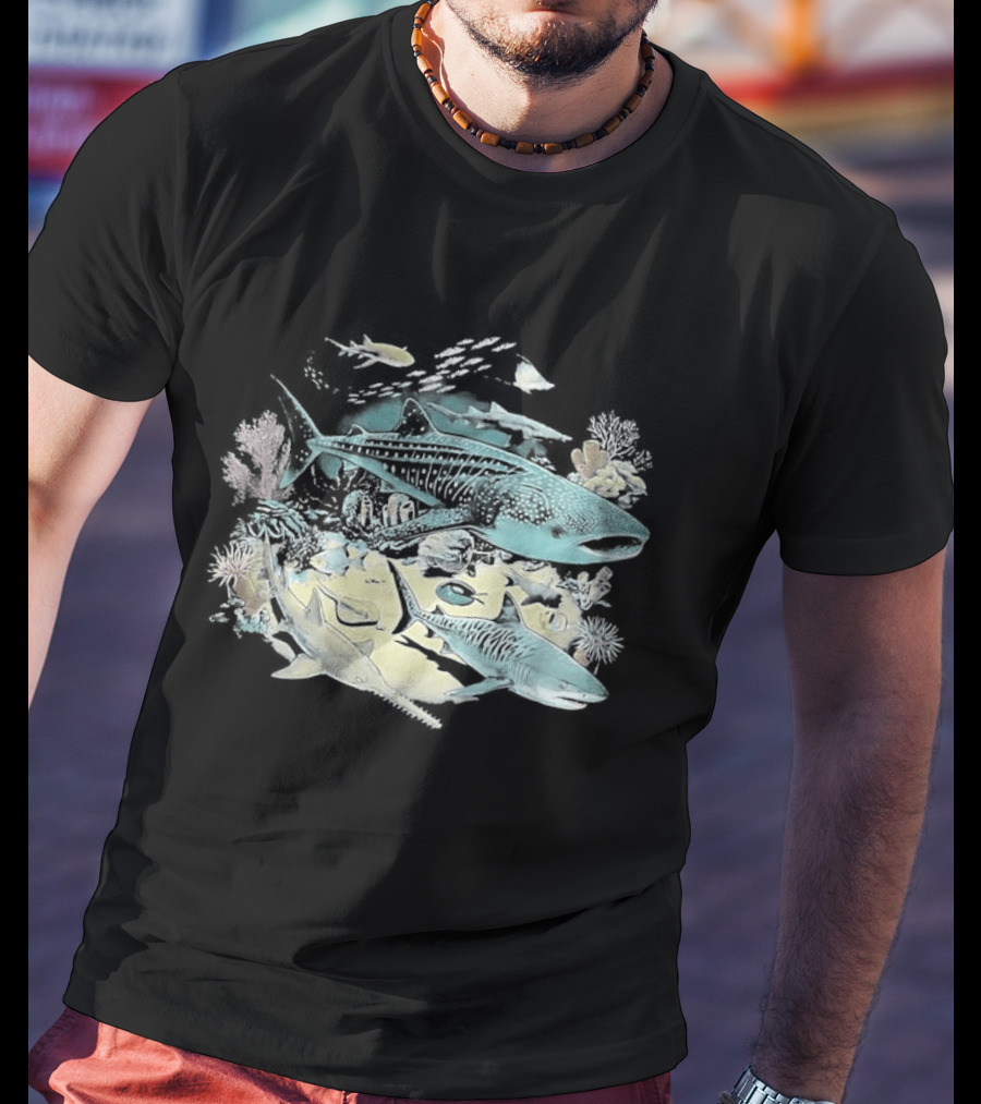 90s Sea Creatures Whale Shark Dolphin Vintage Style Aquatic Life T-Shirt