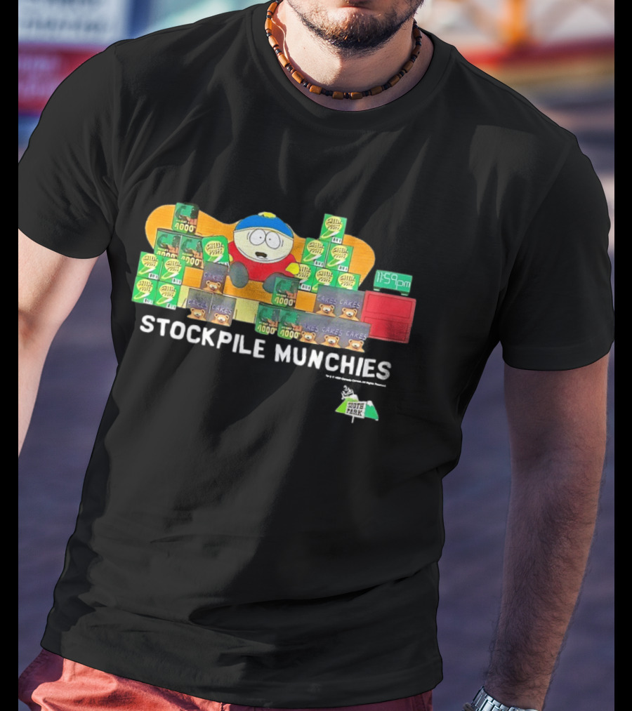 South Park Cartman Stockpile Munchies Cheesy Poofs 1159pm Cakes T-Shirt
