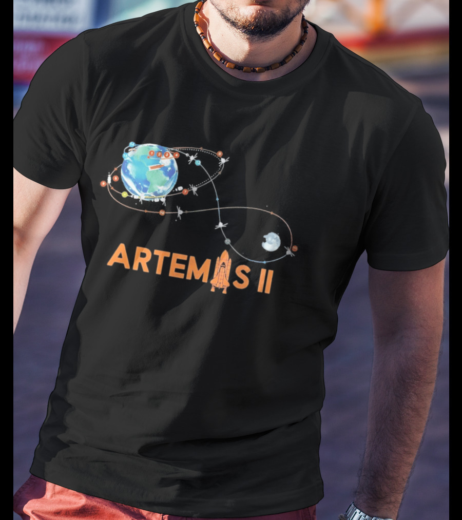 Artemis II Mission Schedule Earth To Moon Trajectory T-Shirt