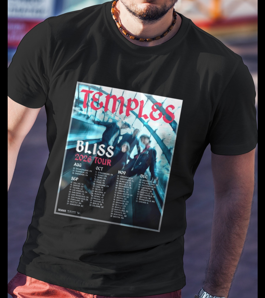 Temple Bliss 2026 Tour Dates August To December T-Shirt