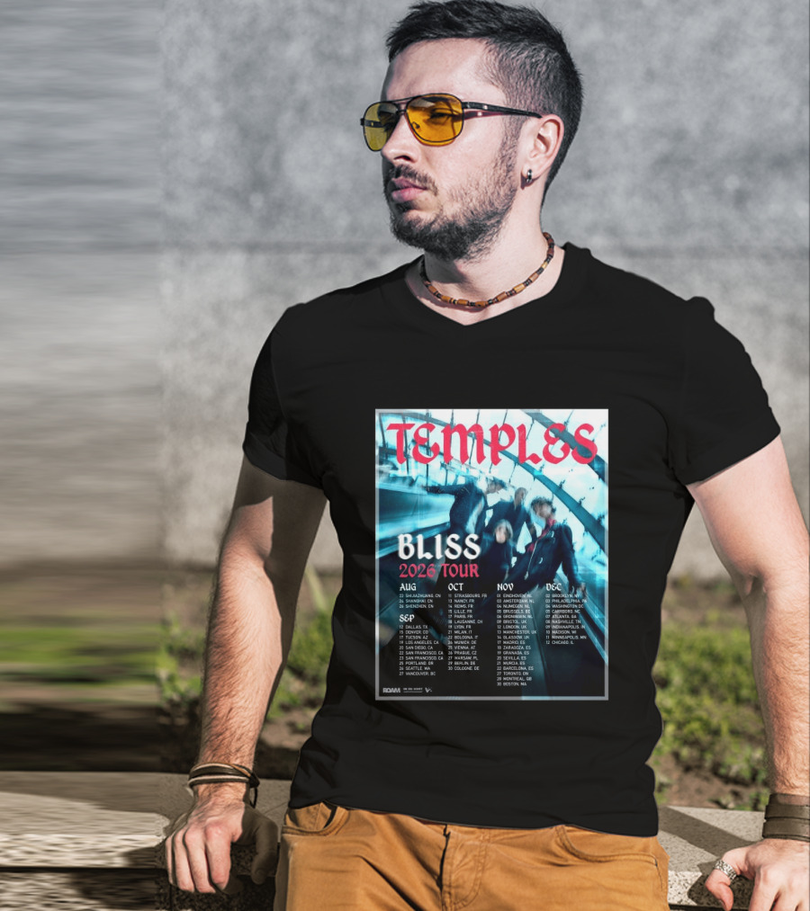 Temple Bliss 2026 Tour Dates August To December T-Shirt