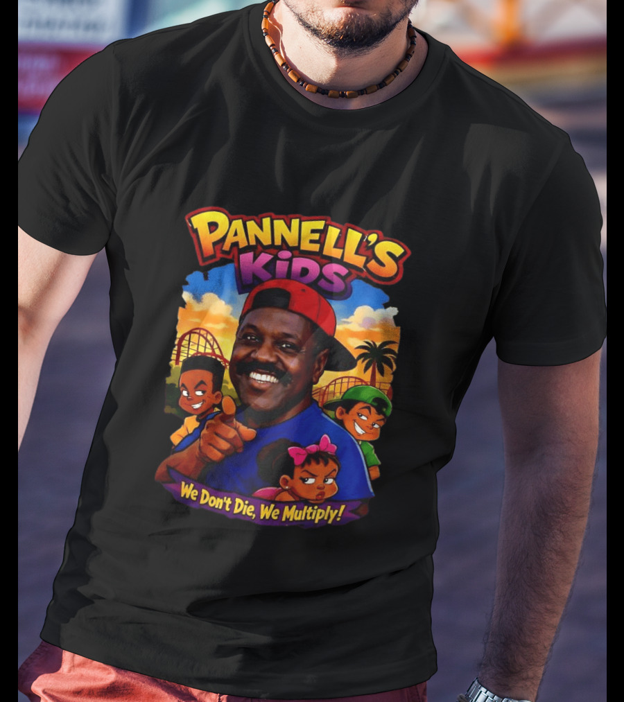 Pannell's Kids We Don't Die We Multiply Theme With Cartoon Characters And Amusement Park T-Shirt