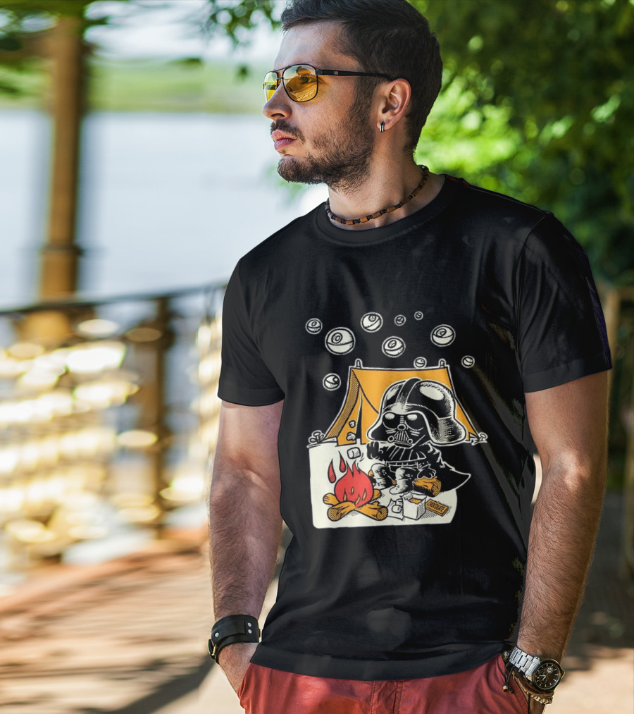 Under Death Stars Darth Vader Star Wars Camping Marshmallows Chocolate T-Shirt