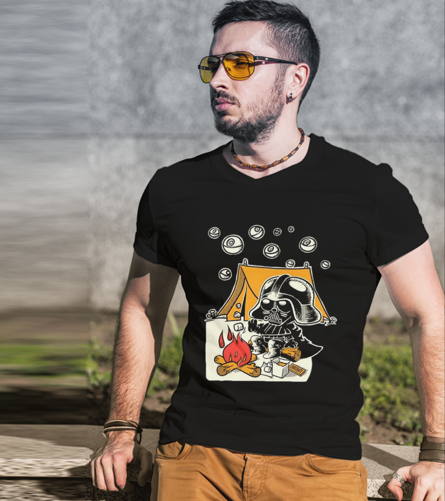 Under Death Stars Darth Vader Star Wars Camping Marshmallows Chocolate T-Shirt